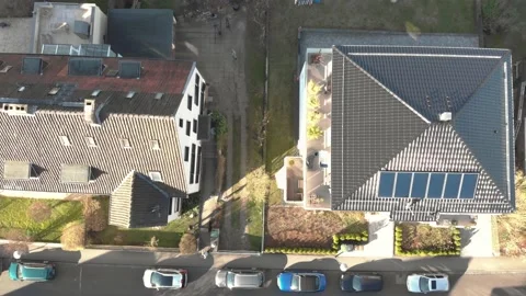 Comparison between New Refurbished and Old German Townhouse Stock Footage 135881040