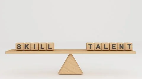 Comparison between skill and talent, idea and  concept ,business investment.. Stock Illustration