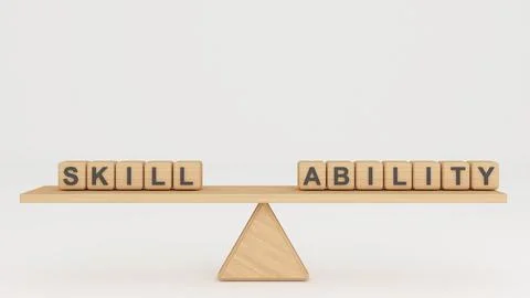Comparison between skills and abilities, idea and  concept ,business invest.. Stock Photos