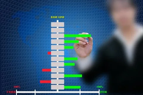 Comparison chart on business man background. Stock Photos