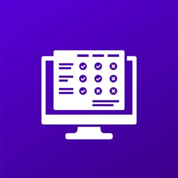 Comparison chart icon with a computer, vector Stockillustratie