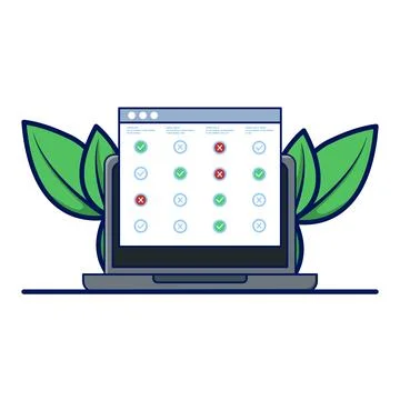 Comparison chart icon concept with computer, business performance analysis. Stock Illustration