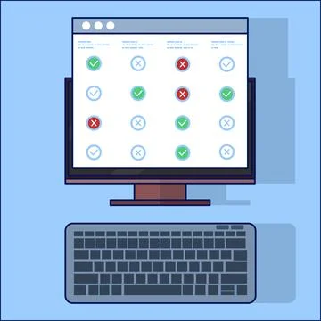 Comparison chart icon concept with computer, business performance analysis Illustrazione stock