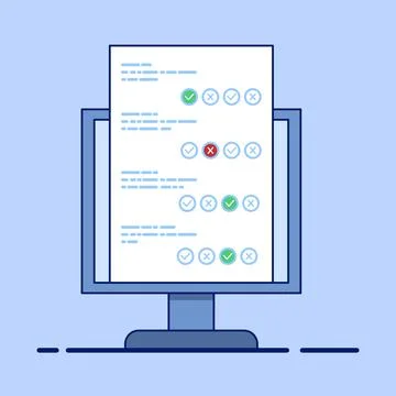 Comparison chart icon concept with computer, business performance analysis. イラスト素材