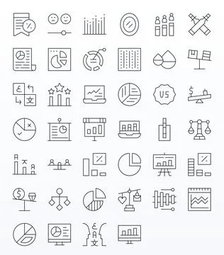 Comparison Complete Vector Package with 40 128x128 Thin Line Grid Fitted Icon 스톡 일러스트