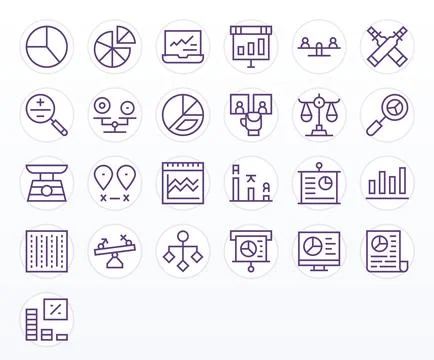 Comparison Comprehensive Vector Bundle with 25 Pixel Aligned Regular Line H.. Stockillustratie