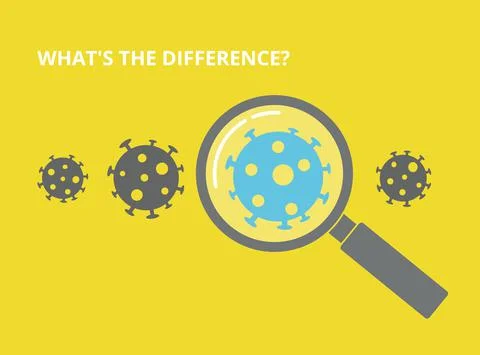 Comparison of different viruses under a magnifying glass. What is the differe Stock Illustration