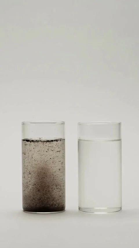 Comparison of dirty contaminated water and clean clear water Stock-Footage 331770144