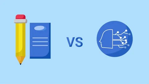 Comparison Drawing with Pencil and Drawing with AI 4k Animation Stock Footage 283316876