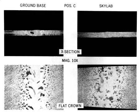 Comparison of ground-based (left) and Skylab (right) electron beam welds i... Photos