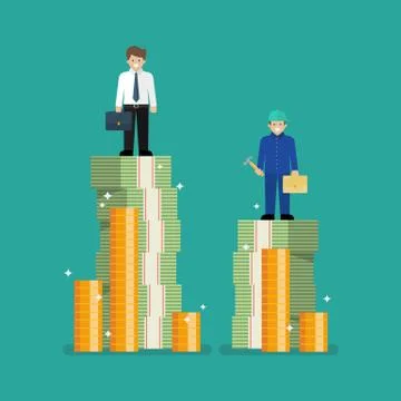 Comparison income between white and blue collar workers Stock Illustration