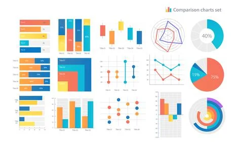 Comparison infographic chart design template set Stock Illustration
