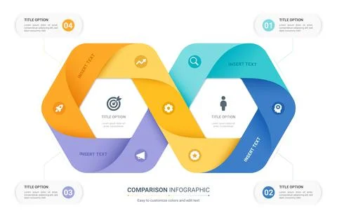 Comparison infographic template. Modern versus chart, decision making diagr.. Illustrazione stock