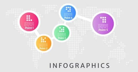 Comparison light theme world map infographic chart design template Illustrazione stock