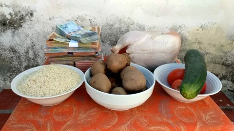 Comparison of prices for basic foodstuffs in Venezuela with national money 動画素材 126072182