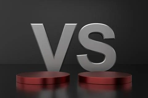 Comparison product display design with versus text. 3D rendering. Stock Illustration
