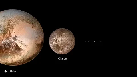 Comparison of sizes of pluto planet and its moons 動画素材 332618644
