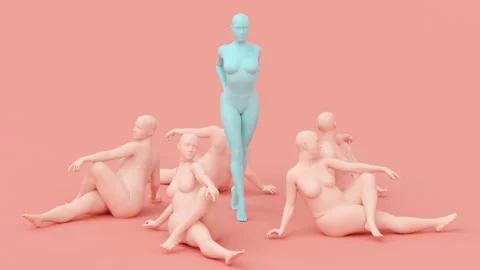 Comparison slim and fat overweight women, unique individual concept, lose weight Video stock 194347057