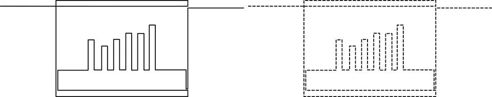 Comparison of solid and dashed line bar chart icons in a minimalist black a.. Stock-Illustration