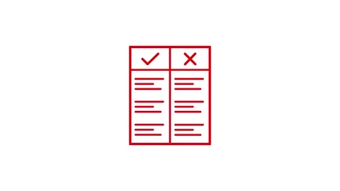 Comparison table with checkmarks and crosses representing pros and cons list Stock Footage 341228921