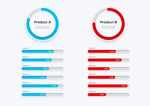 Comparison table, product compare bar or chart 스톡 일러스트
