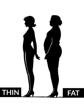 Comparison of Thin and Fat Body Types 스톡 일러스트