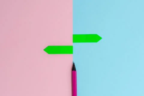 Comparison of Two Objects Blocks Pencils Sticker Notes Facing Inward Outward Stock Photos