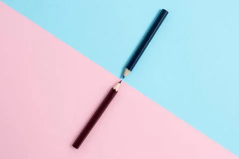 Comparison of Two Objects Blocks Pencils Sticker Notes Facing Inward Outward Stock Photos