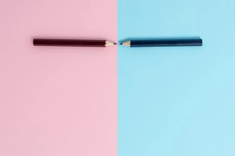 Comparison of Two Objects Blocks Pencils Sticker Notes Facing Inward Outward 写真素材