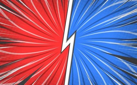 Comparison VS Background of the fight in a flat background of the comic. Stockillustratie