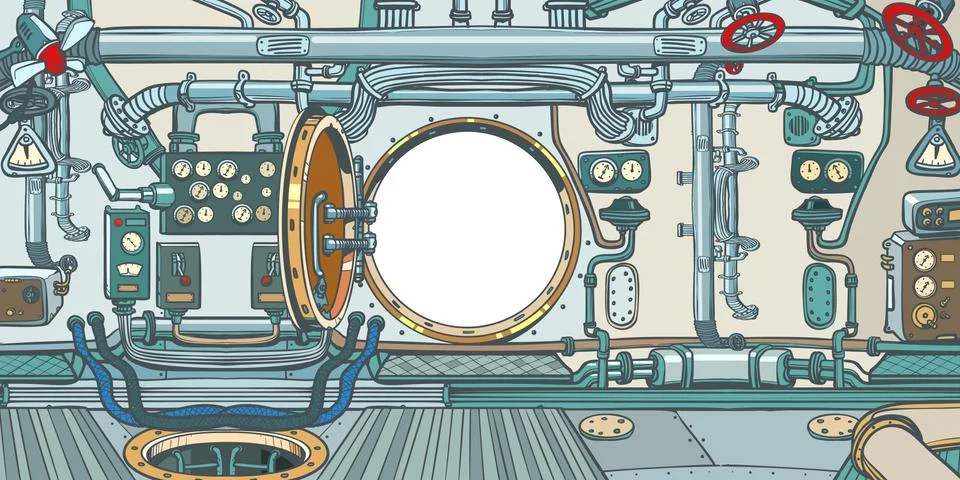 Compartment or command deck of a spaceship Stock Illustration