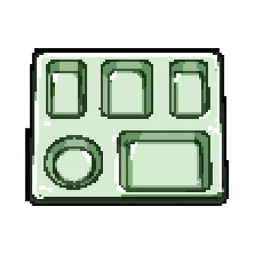 Compartmentalized multi section meal tray pixel art vector illustration Stockillustratie