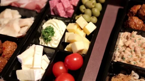 Compartments with little snacks Stock Footage 60698259