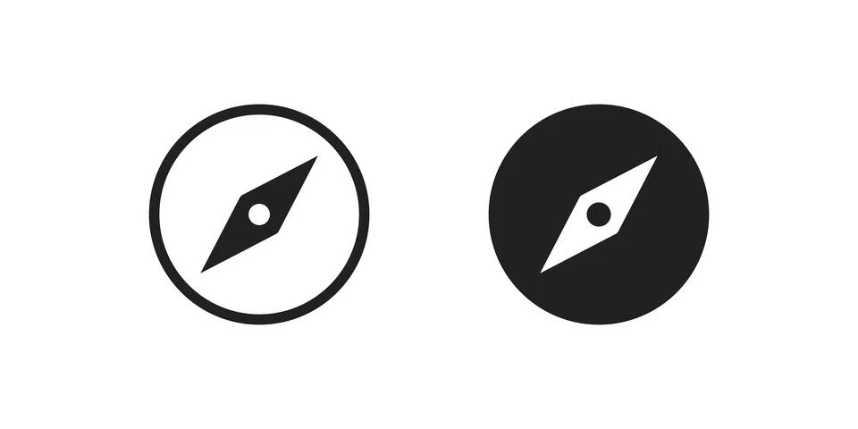 Compas, web icon set. North arrow map symbol. Direction concept in vector fla Stock Illustration