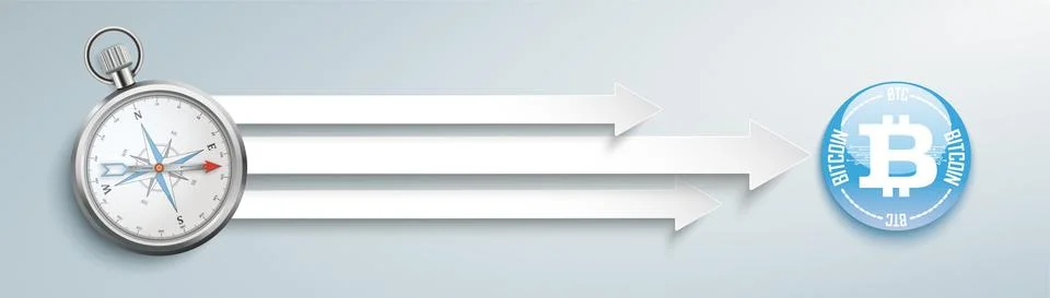 Compass 3 Arrows Bitcoin Button Header Stock Illustration