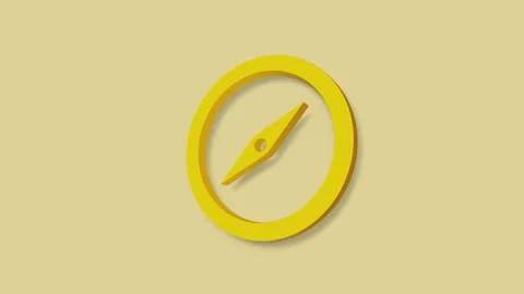 Compass 3d icon isolated on yellow background. Windrose navigation symbol. Wind 動画素材 156898070