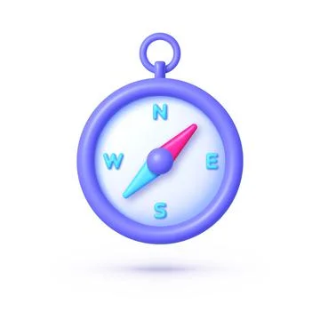 Compass 3D illustration on white background. Realistic vector illustration Stock Illustration