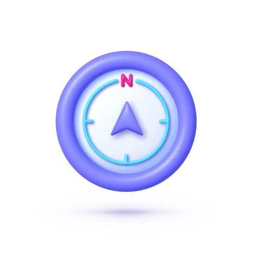 Compass 3D illustration on white background. Realistic vector illustration Stock Illustration
