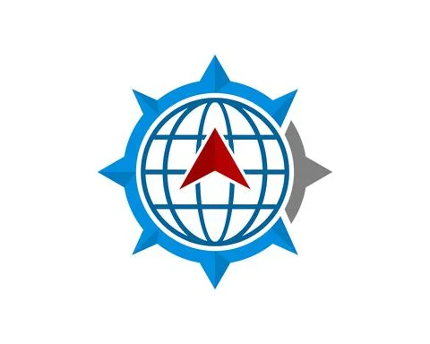 Compass with abstract globe and navigation inside Stock Illustration