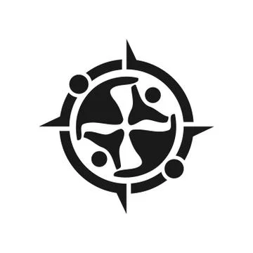 Compass Adventure Commitment Teamwork Together Black Logo 스톡 일러스트