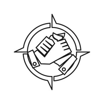 Compass Adventure Commitment Teamwork Together Outline Logo 스톡 일러스트