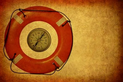 Compass against retro background. Stock Photos