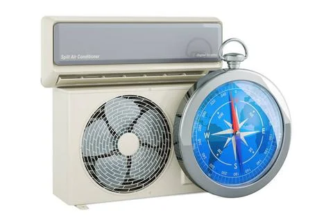 Compass with air conditioner, 3D rendering Compass with air conditioner, 3... Stock Photos