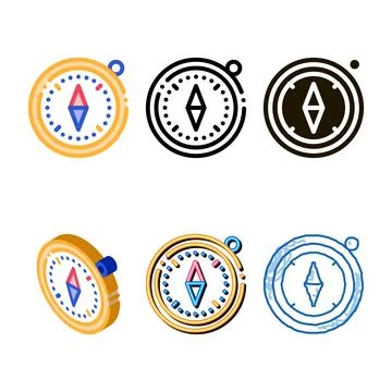 Compass alpinism course set detector tool vector icon イラスト素材