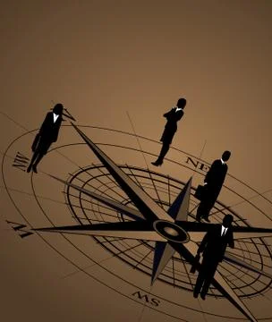 Compass and businessmen Stock Illustration