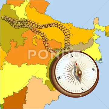 Compass and chain Stock Illustration