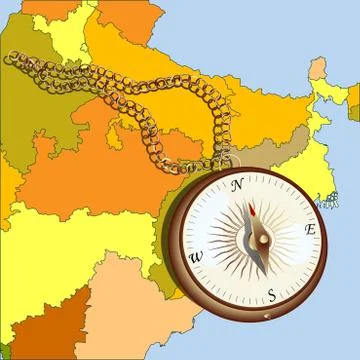 Compass and chain Stock Illustration