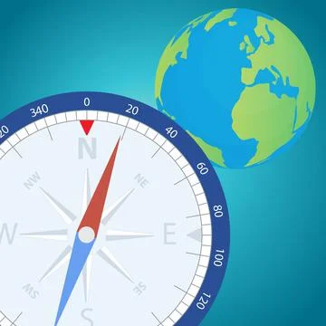 Compass and Earth globe Stock Illustration