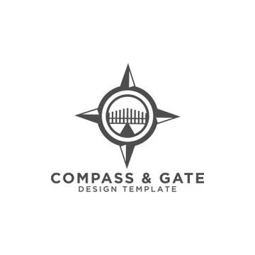 Compass and gate logo design template vector Stock Illustration