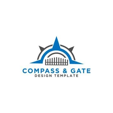 Compass and gate logo design template vector Stock Illustration